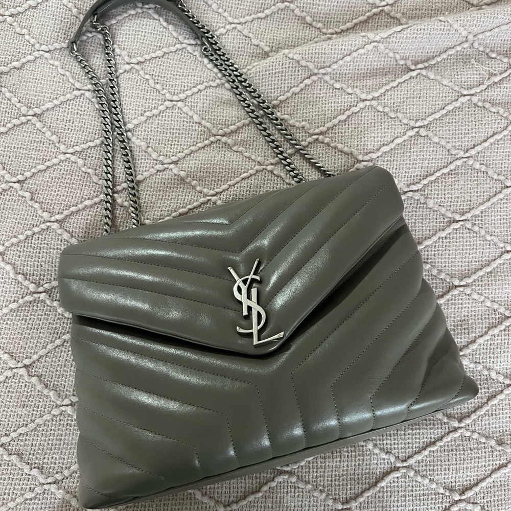 Saint Laurent Medium LouLou Gray Chain Bag
